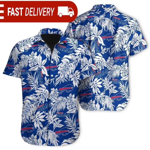 Tropical Leafs Buffalo Bills NFL Button Up Hawaiian Shirt - available at - rugbyfanstore.com