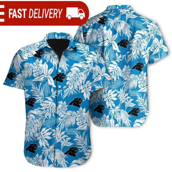 Tropical Leafs Carolina Panthers NFL Button Up Hawaiian Shirt - available at - rugbyfanstore.com