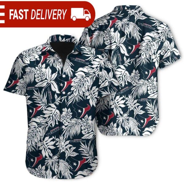 Tropical Leafs Houston Texans NFL Button Up Hawaiian Shirt - available at - rugbyfanstore.com