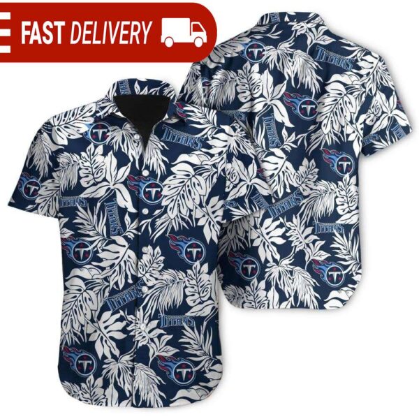 Tropical Leafs Tennessee Titans NFL Button Up Hawaiian Shirt - available at - rugbyfanstore.com