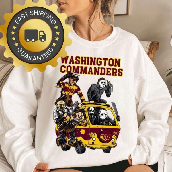 Washington Commanders Horror Character Halloween NFL Sweatshirt Gifts for Fans - available at - rugbyfanstore.com