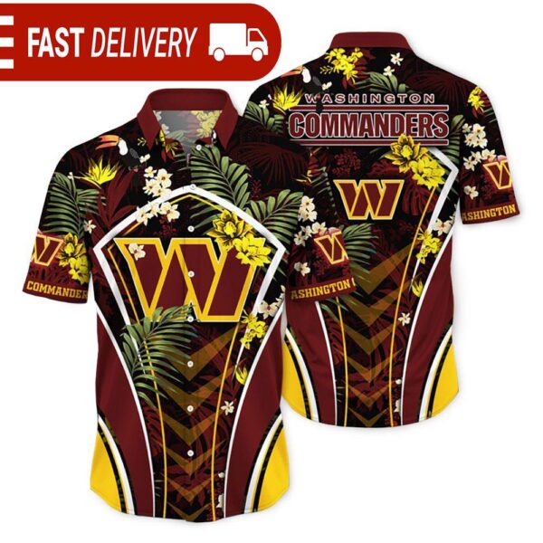 Washington Commanders NFL Flower Tropical Hawaiian Shirt - available at - rugbyfanstore.com