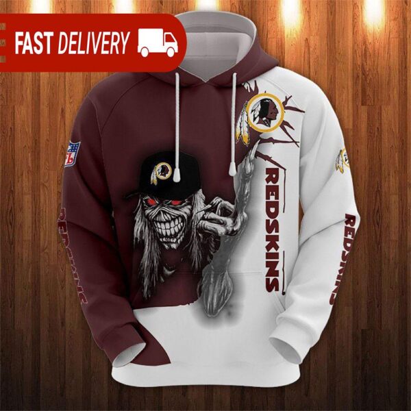 Washington Football Team Long Hair Skull Halloween Hoodie NFL Gifts - available at - rugbyfanstore.com