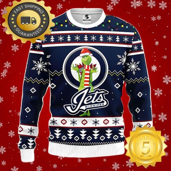 Winnipeg Jets with Funny Grinch NFL Ugly Christmas Sweater - available at - rugbyfanstore.com