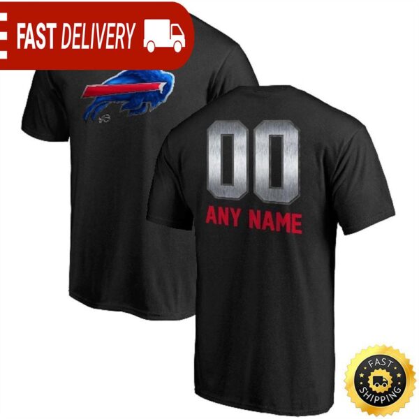 Buffalo Bills Personalized Midnight Mascot Black T-shirt by Fanatics Branded NFL Pro Line - available at - rugbyfanstore.com