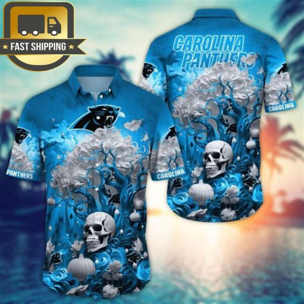 Carolina Panthers Halloween Skull Pumpkin – NFL Hawaiian Shirt - available at - rugbyfanstore.com