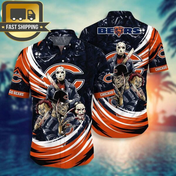 Chicago Bears NFL Halloween Horror Movies Hawaiian Shirts - available at - rugbyfanstore.com