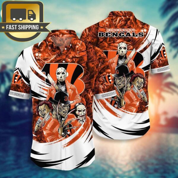 Cincinnati Bengals NFL Halloween Horror Movies Hawaiian Shirts - available at - rugbyfanstore.com