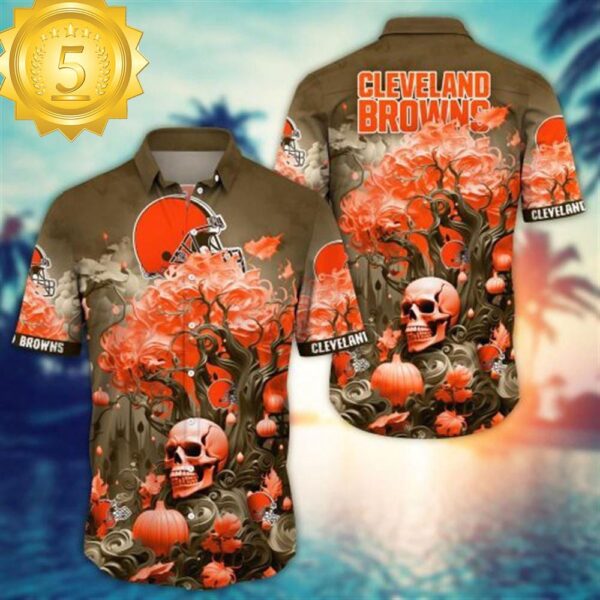 Cleveland Browns Halloween Skull Pumpkin – NFL Hawaiian Shirt - available at - rugbyfanstore.com