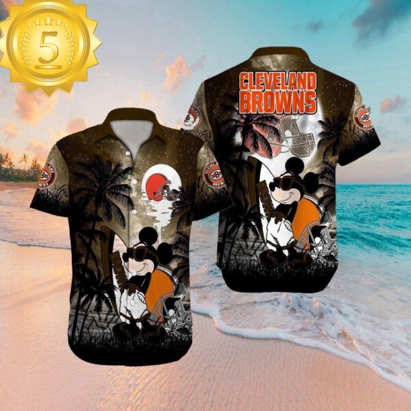 Cleveland Browns Mickey Mouse Hawaiian Shirt - available at - rugbyfanstore.com