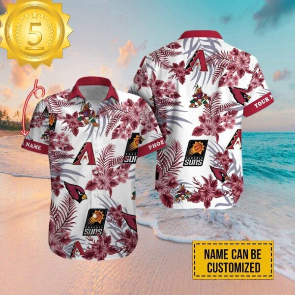 Custom Name Arizona Cardinals Arizona Diamondbacks Phoenix Suns Arizona Coyotes Hawaiian Shirt - available at - rugbyfanstore.com