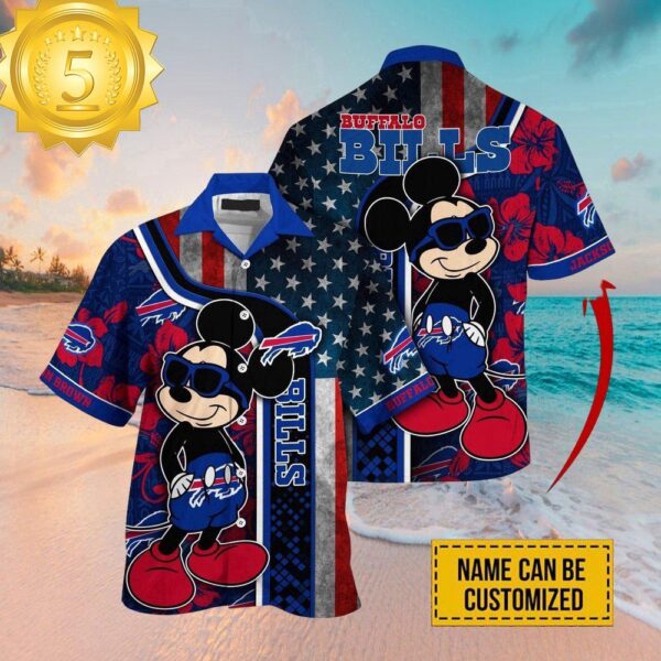 Custom Name NFL Buffalo Bills Mickey Mouse Hawaiian Shirt - available at - rugbyfanstore.com