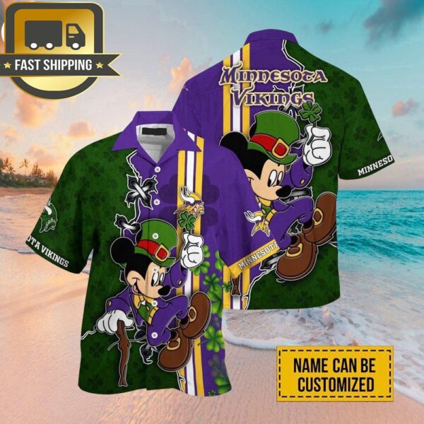 Custom Name NFL Minnesota Vikings Mickey Mouse Hawaiian Shirt - available at - rugbyfanstore.com