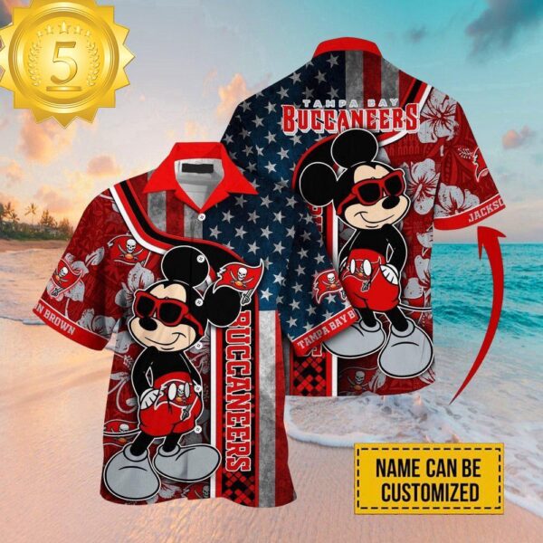 Custom Name NFL Tampa Bay Buccaneers Mickey Mouse Tropical Hawaiian Shirt - available at - rugbyfanstore.com