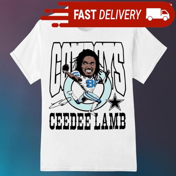 Dallas Cowboys CeeDee Lamb signature cartoon shirt - available at - rugbyfanstore.com