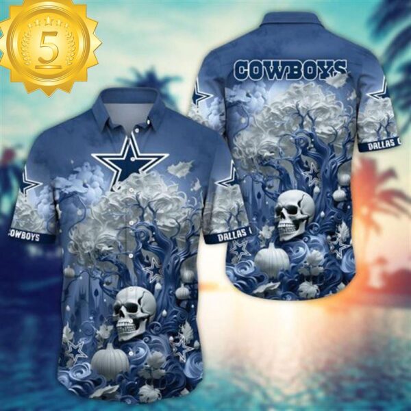 Dallas Cowboys Halloween Skull Pumpkin – NFL Hawaiian Shirt - available at - rugbyfanstore.com