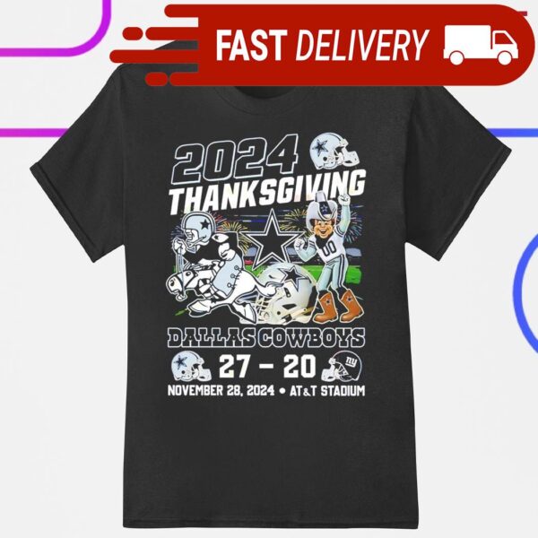 Dallas Cowboys New York Giants Thanksgiving Mascot November 28 2024 Stadium shirt - available at - rugbyfanstore.com