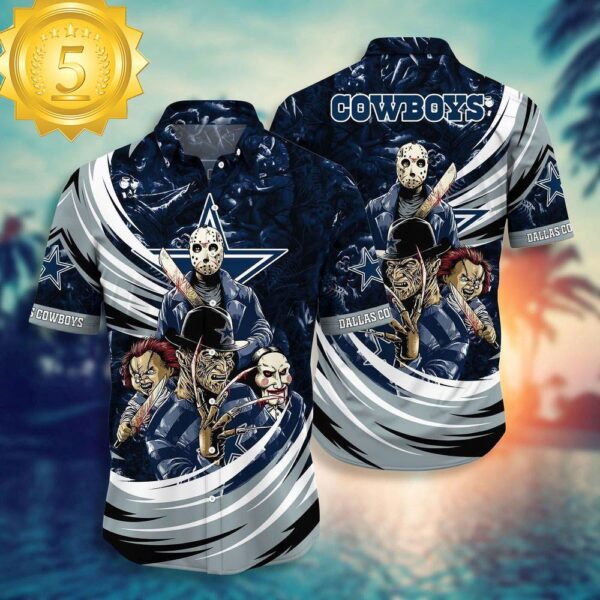 Dallas Cowboys NFL Halloween Horror Movies Hawaiian Shirts - available at - rugbyfanstore.com