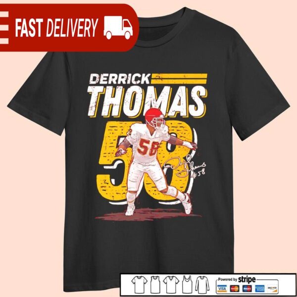 Derrick Thomas Kansas City Chiefs linebacker number 58 signature shirt - available at - rugbyfanstore.com