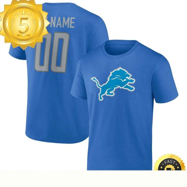 Detroit Lions Fanatics Branded Customizable Blue Team T-Shirt - available at - rugbyfanstore.com