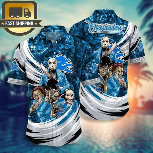 Detroit Lions NFL Halloween Horror Movies Hawaiian Shirts - available at - rugbyfanstore.com