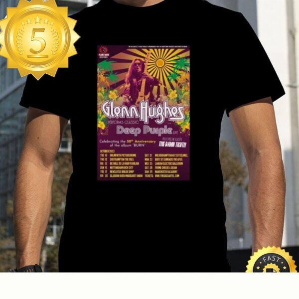 Glenn Hughes 2023 Tour T-Shirt – Celebrating 50 Years of Deep Purple’s Burn - available at - rugbyfanstore.com