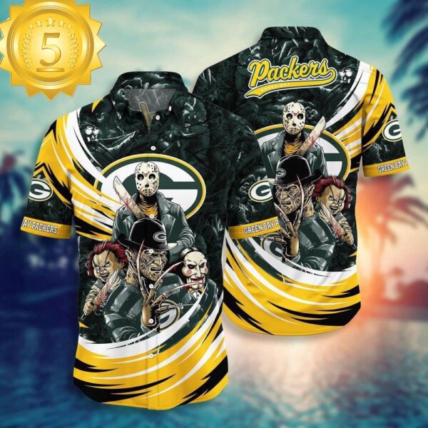 Green Bay Packers NFL Halloween Horror Movies Hawaiian Shirts - available at - rugbyfanstore.com