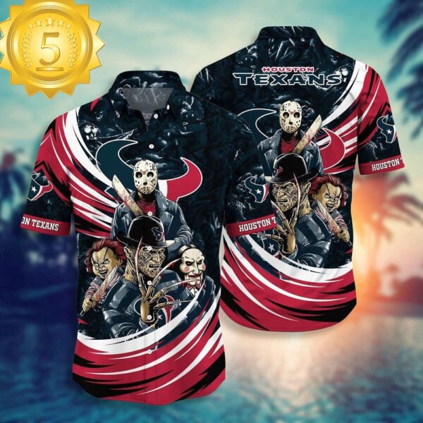 Houston Texans NFL Halloween Horror Movies Hawaiian Shirts - available at - rugbyfanstore.com