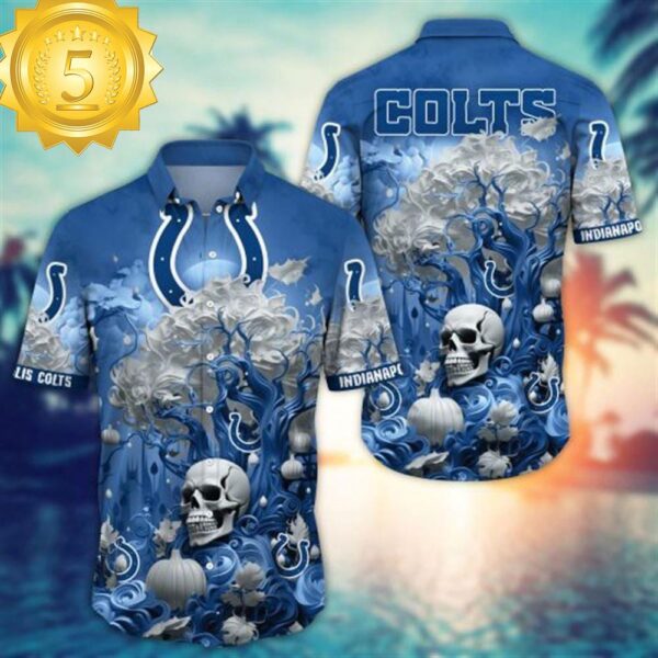 Indianapolis Colts Halloween Skull Pumpkin – NFL Hawaiian Shirt - available at - rugbyfanstore.com