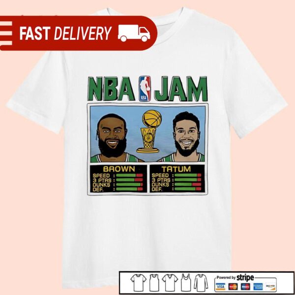 Jayson Tatum and Jaylen Brown NBA Jam Boston Celtics shirt - available at - rugbyfanstore.com