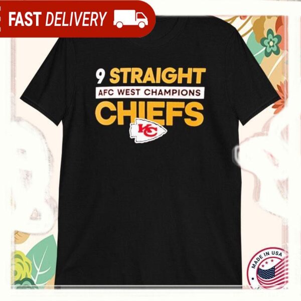 Kansas City Chiefs 9 Straight AFC West Division Champions T-ShirtS - available at - rugbyfanstore.com