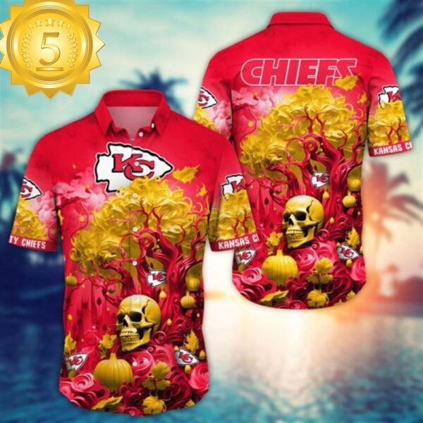 Kansas City Chiefs Halloween Skull Pumpkin – NFL Hawaiian Shirt - available at - rugbyfanstore.com