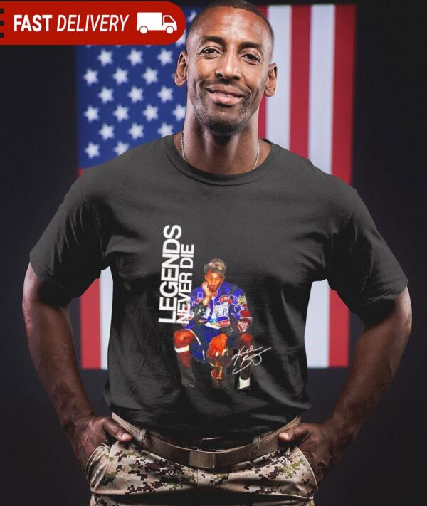 Kobe Bryant with trophy legends never die signature retro shirt - available at - rugbyfanstore.com