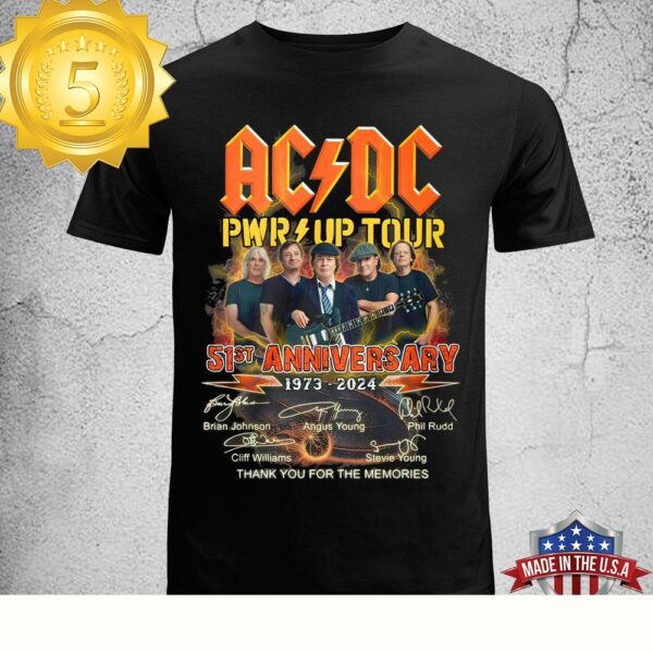 Limited Edition ACDC 51ST Anniversary 1973-2024 Unisex T-Shirt - available at - rugbyfanstore.com