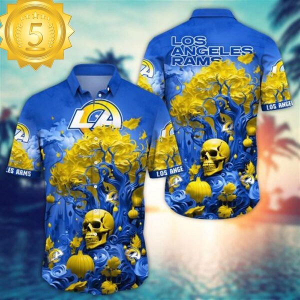 Los Angeles Rams Halloween Skull Pumpkin – NFL Hawaiian Shirt - available at - rugbyfanstore.com