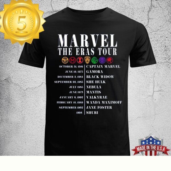 Marvel The Eras Tour Taylor Swift X Female Marvel Characters T-Shirt - available at - rugbyfanstore.com