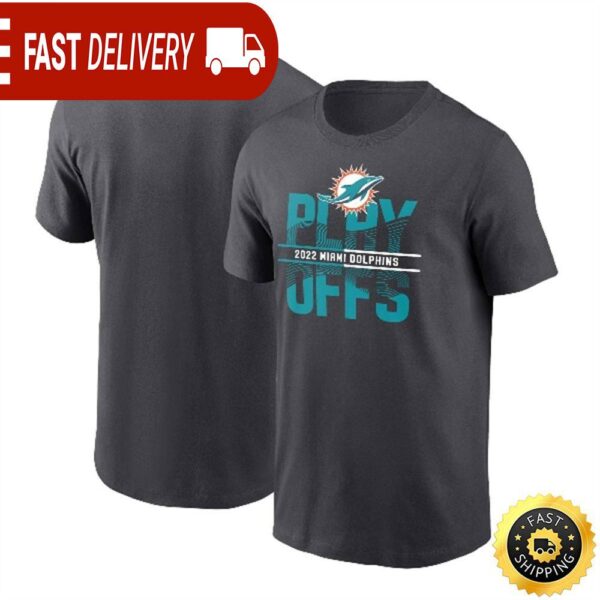 Miami Dolphins 2022 NFL Playoffs Iconic Anthracite T-shirt - available at - rugbyfanstore.com