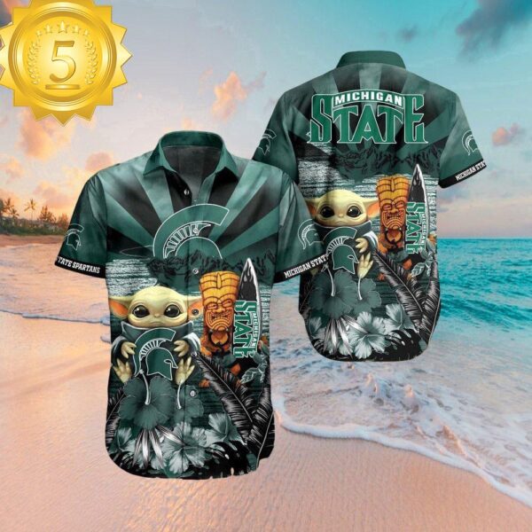 Michigan State Spartans Baby Yoda Ncaa Hawaiian Shirt - available at - rugbyfanstore.com