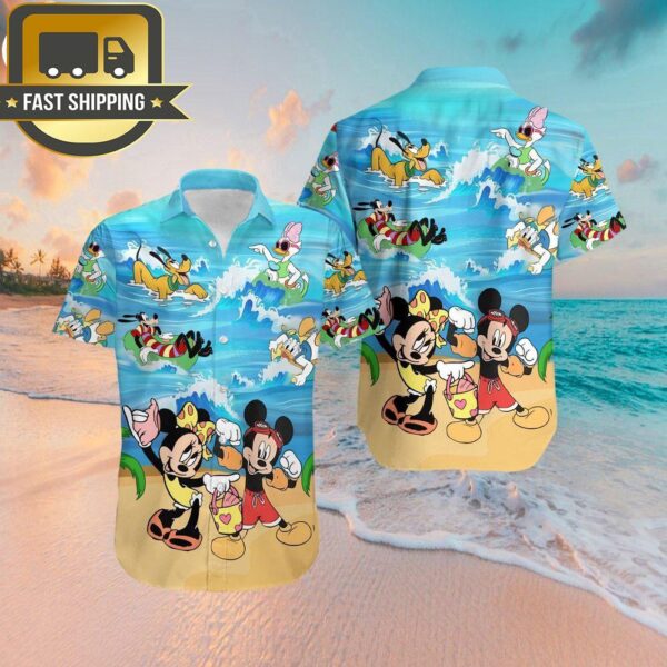 Mickey Mouse Minnie On Beach Hawaiian Shirt - available at - rugbyfanstore.com