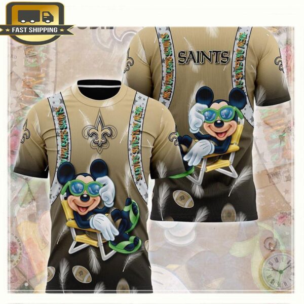 Mickey Mouse New Orleans Saints Hawaiian NFL Football 4th Of July All Over Print Shirt - available at - rugbyfanstore.com