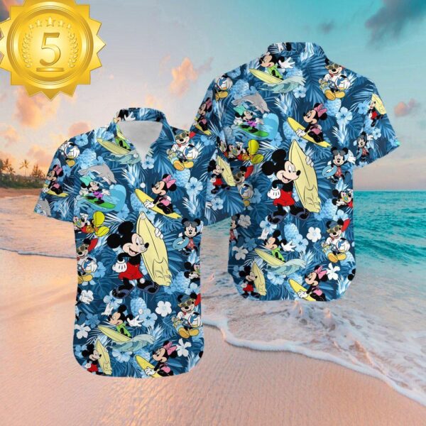 Mickey Mouse Sufing On Beach Hawaiian Shirt - available at - rugbyfanstore.com