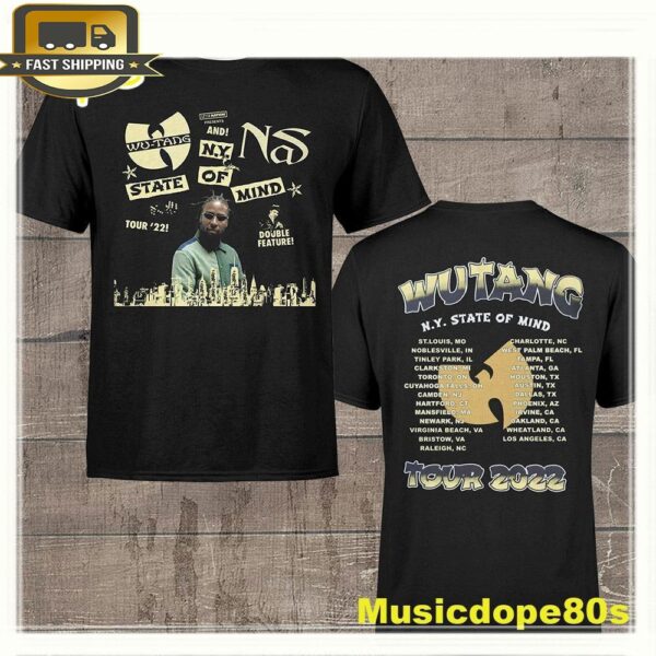 Nas And Wu-tang Clan New York State Of Mind Tour 2022 Dates Youngdirty T-shirt - available at - rugbyfanstore.com