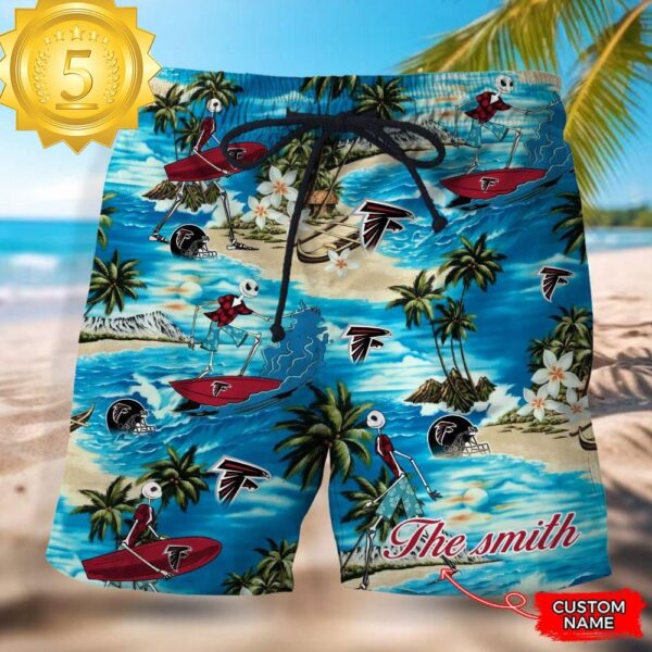 NFL Atlanta Falcons Custom Name Hawaiian Short - available at - rugbyfanstore.com