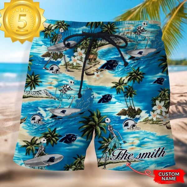 NFL Carolina Panthers Custom Name Hawaiian Short - available at - rugbyfanstore.com