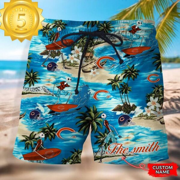 NFL Chicago Bears Custom Name Hawaiian Short - available at - rugbyfanstore.com