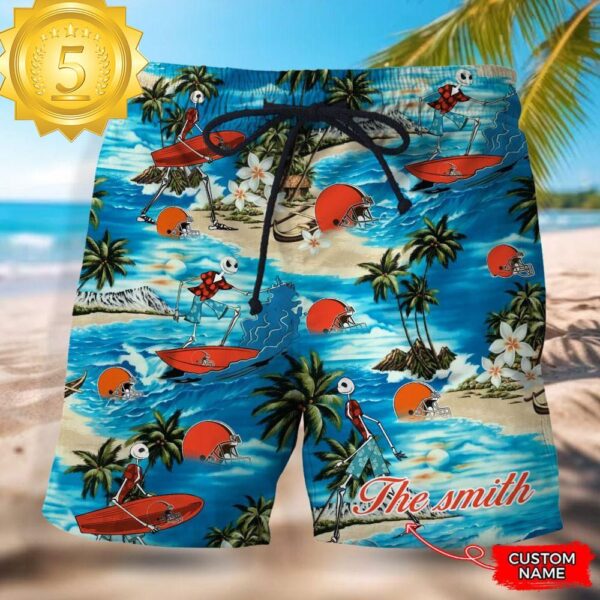 NFL Cleveland Browns Custom Name Hawaiian Short - available at - rugbyfanstore.com