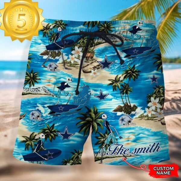 NFL Dallas Cowboys Custom Name Hawaiian Short - available at - rugbyfanstore.com