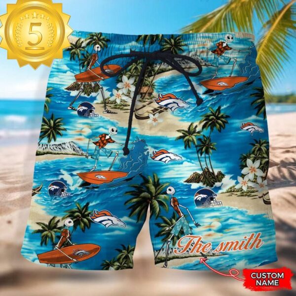 NFL Denver Broncos Custom Name Hawaiian Short - available at - rugbyfanstore.com