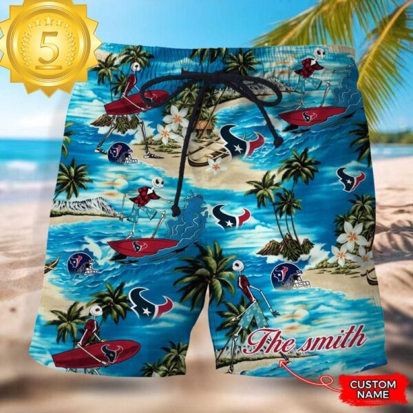 NFL Houston Texans Custom Name Hawaiian Short - available at - rugbyfanstore.com