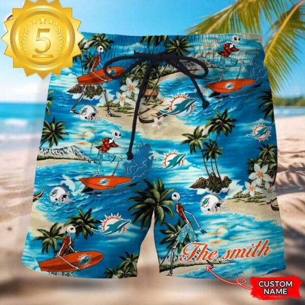 NFL Miami Dolphins Custom Name Hawaiian Short - available at - rugbyfanstore.com